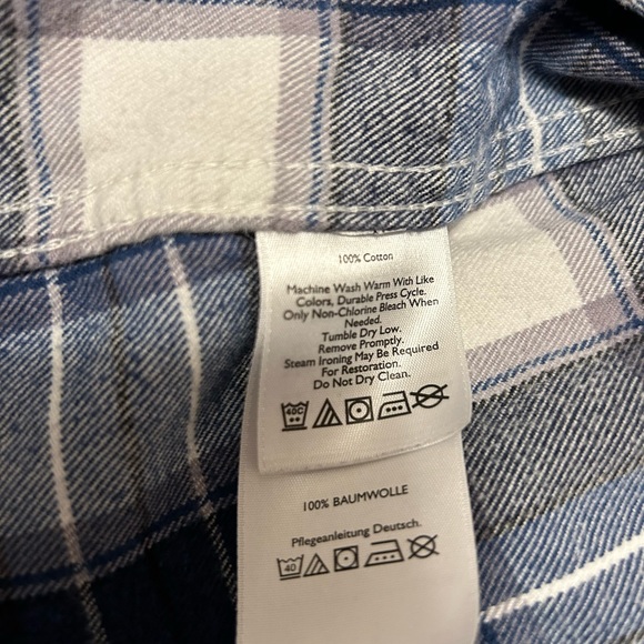 Eddie Bauer Men’s Relaxed Fit Button Up Flannel‎ Shirt Size TXL Blue - Picture 4 of 8